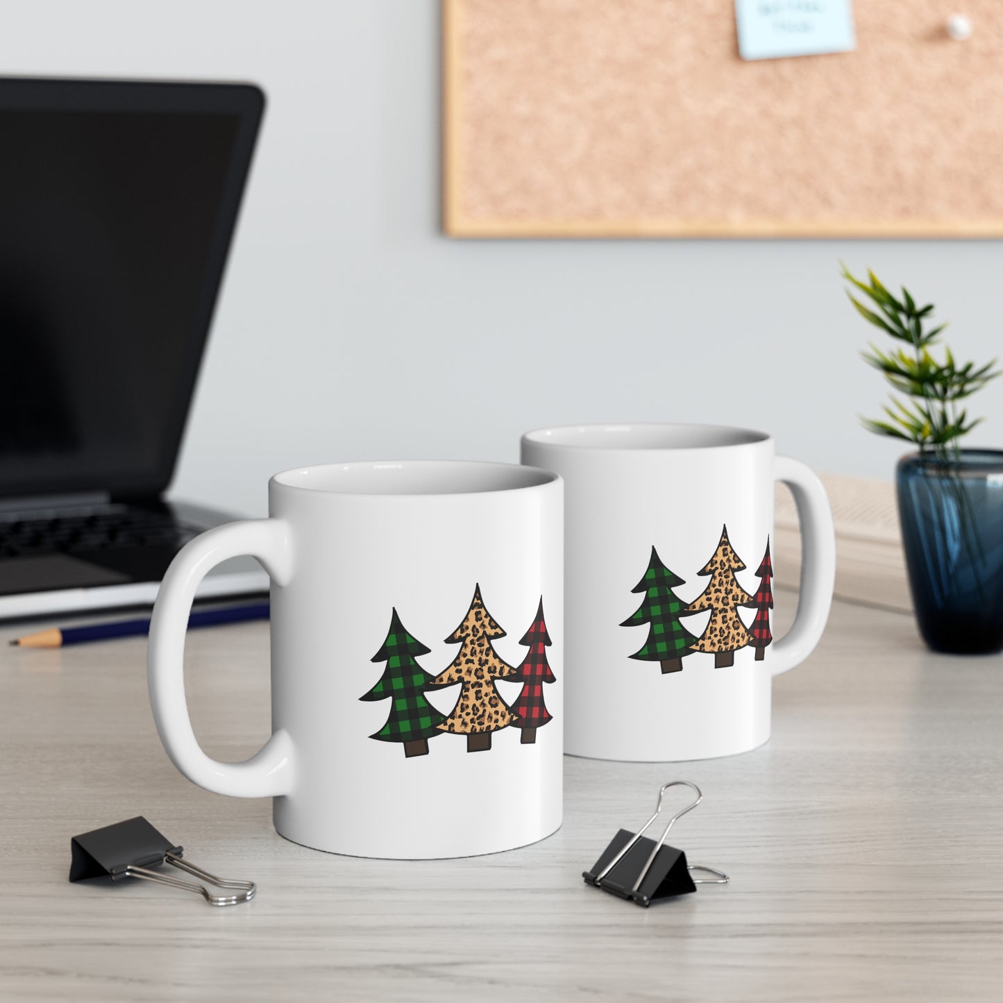 Plaid and Leopard Print Pine Tree Mug