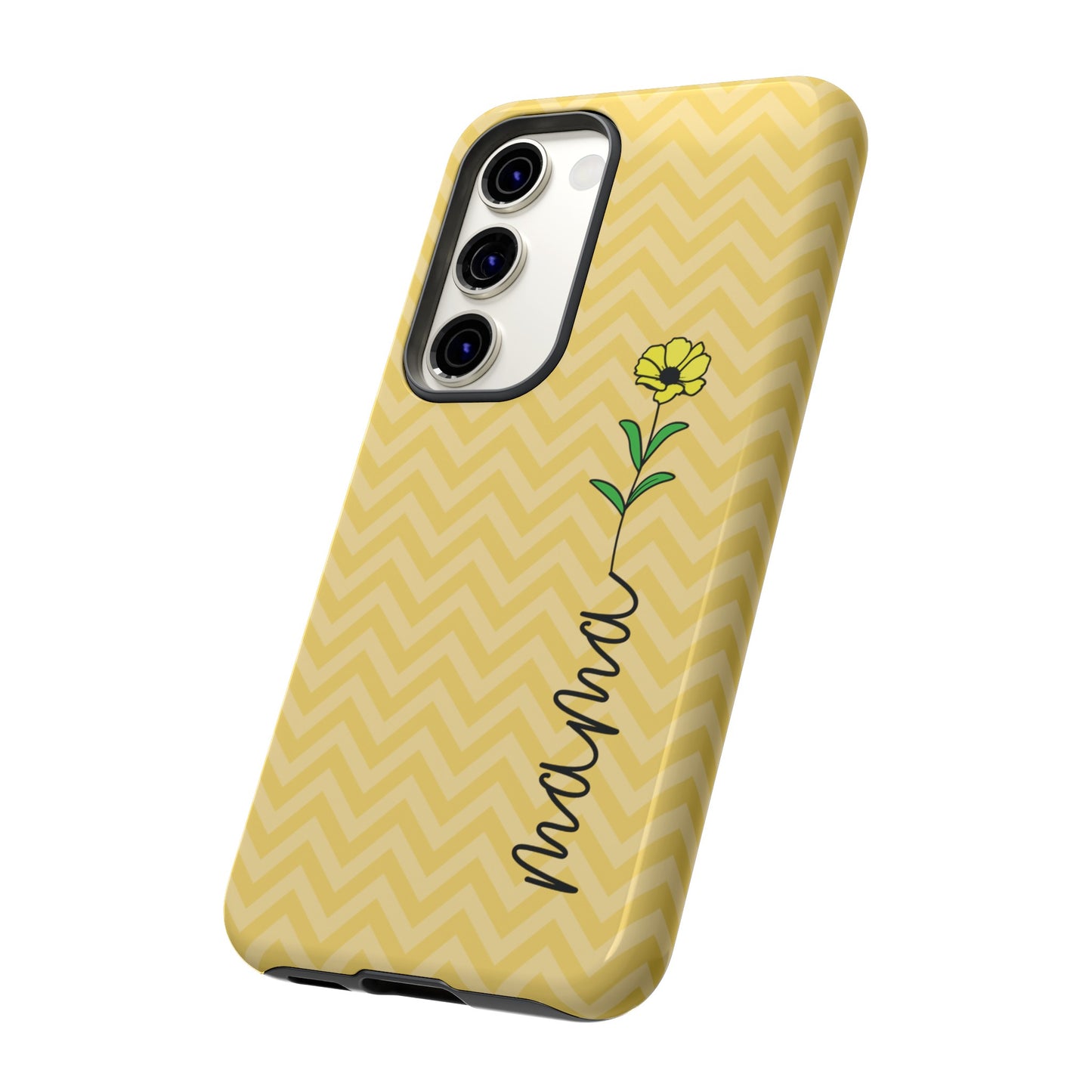 Mama with Single Daisy Cell Phone Case, Mother's Day Cell Phone Case, Tough Case, Yellow Phone Case for MothersM
